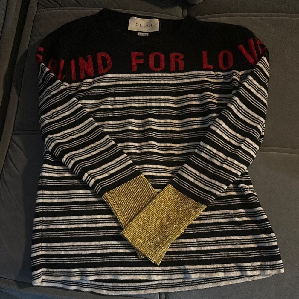 Gucci Striped Sweater with Red Lettering